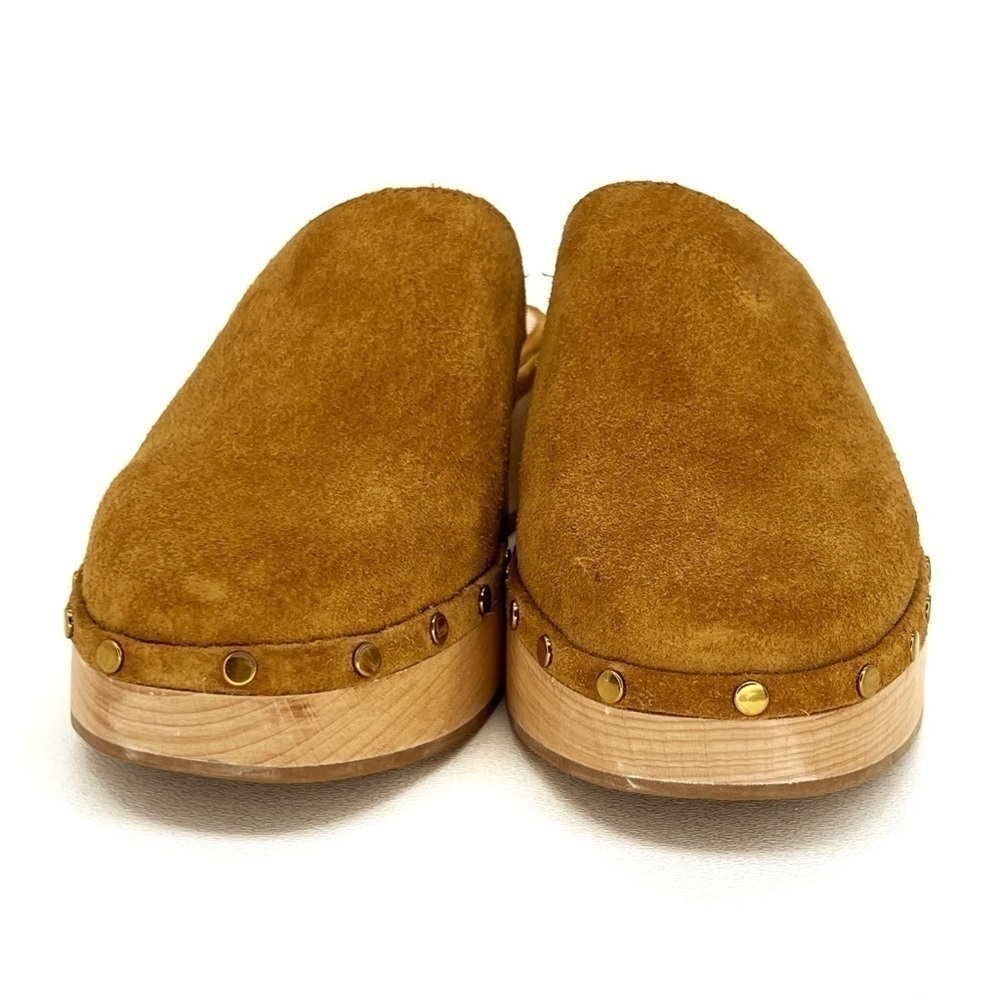 J. Crew Dakota Clogs Women’s Size 5 Burnished Pecan Brown Suede Studded 70s EUC - Picture 4 of 9